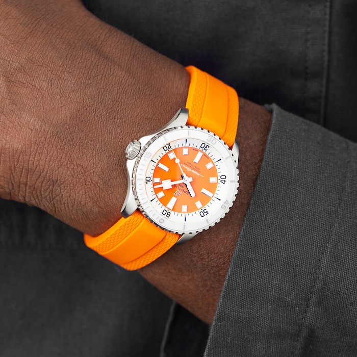 Breitling Superocean 36mm Unisex Watch Orange Rubber