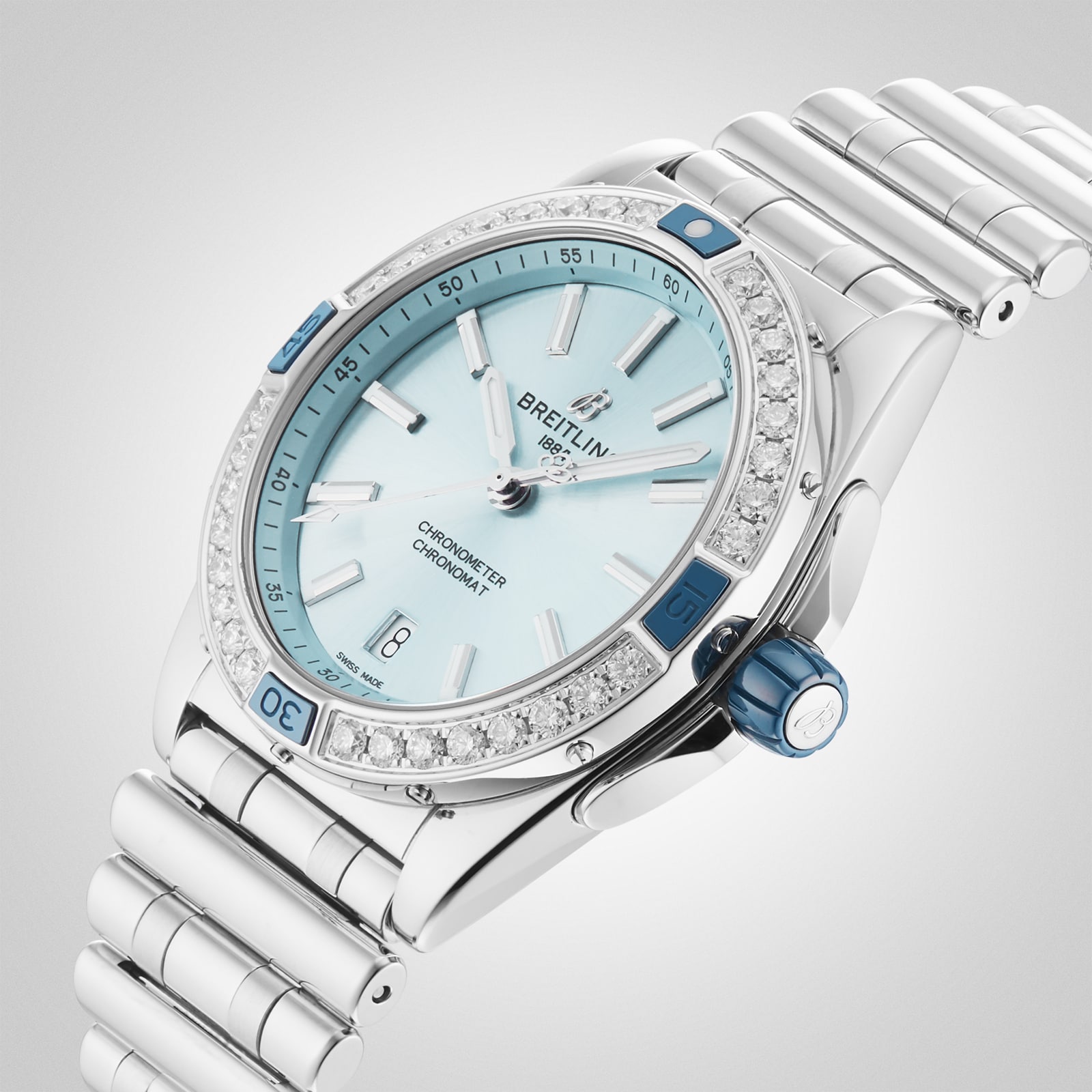 Breitling Super Chronomat Automatic 38 Blue Stainless Steel Bracelet Watch Breitling Super Chronomat Automatic 38 Blue Stainless Steel Bracelet Watch