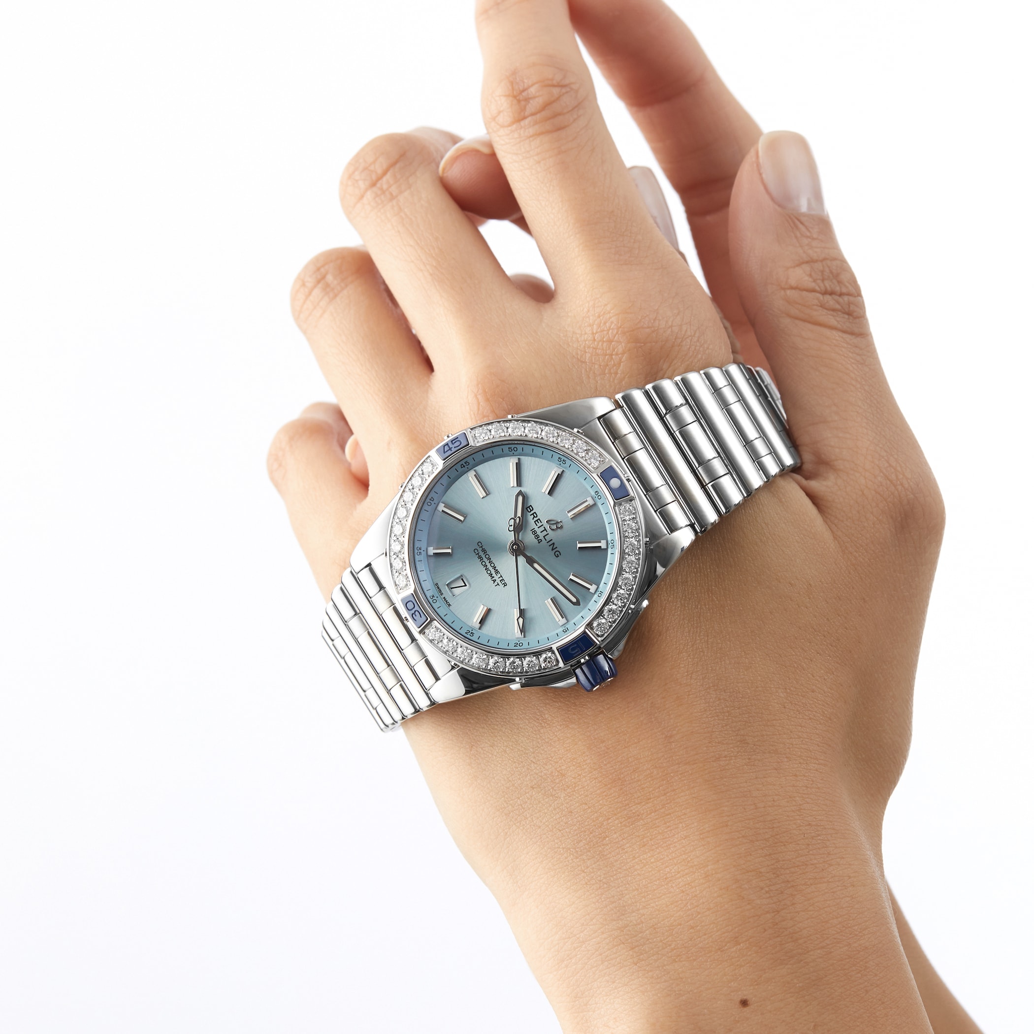 Breitling Super Chronomat Automatic 38 Blue Stainless Steel Bracelet Watch Breitling Super Chronomat Automatic 38 Blue Stainless Steel Bracelet Watch
