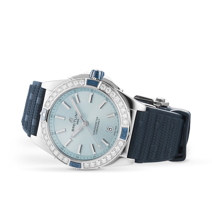 Breitling Super Chronomat Automatic 38 Blue Rubber Strap Watch