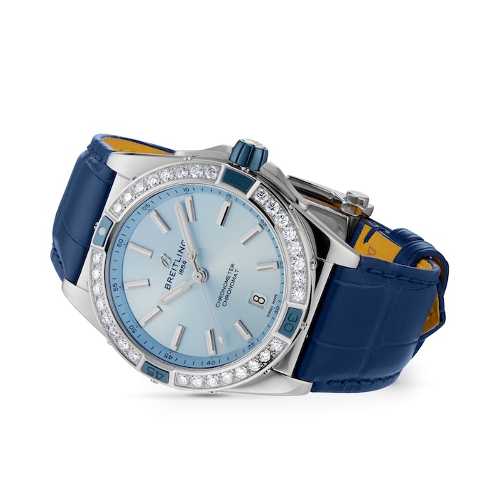 Breitling Super Chronomat Automatic 38 Blue Leather Strap Watch