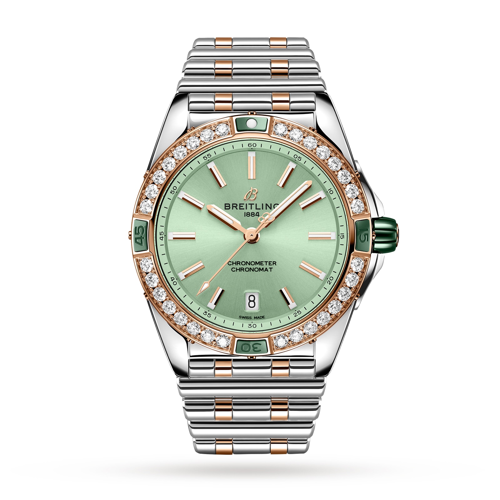 Breitling Super Chronomat Automatic 38 Green Stainless Steel & 18ct Rose Gold Watch Breitling Super Chronomat Automatic 38 Green Stainless Steel & 18ct Rose Gold Watch