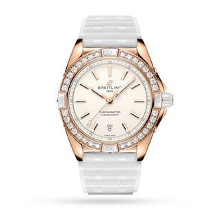 Breitling Super Chronomat Automatic 38 Origins White 18ct Rose Gold Rubber Strap Watch