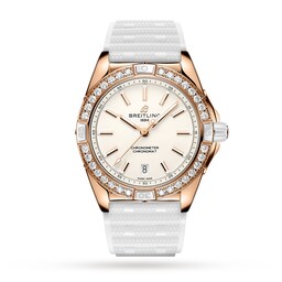 17532168 - Super Chronomat Automatic 38 Origins White 18ct Rose Gold Rubber Strap Watch
