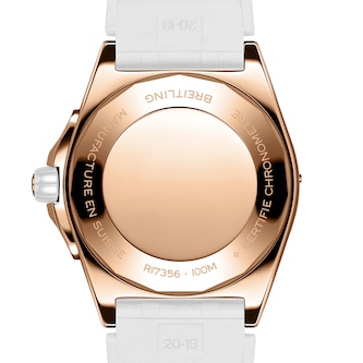 Breitling Super Chronomat Automatic 38 Origins White 18ct Rose Gold Rubber Strap Watch Breitling Super Chronomat Automatic 38 Origins White 18ct Rose Gold Rubber Strap Watch