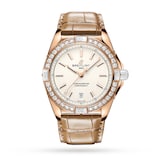 Breitling Super Chronomat Automatic 38 Origins White 18ct Rose Gold Brown Leather Strap Watch