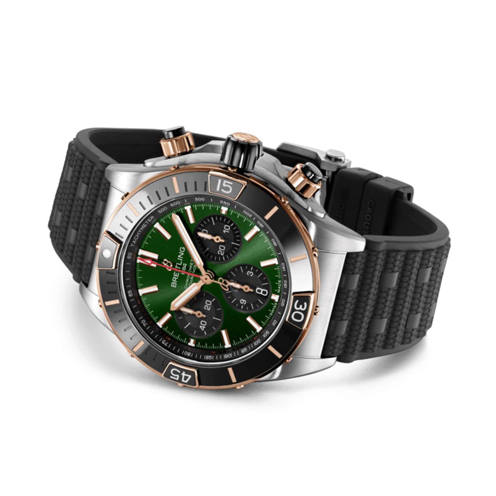 Breitling Super Chronomat B01 44 Stainless Steel & 18k Red Gold Rubber Strap Watch Breitling Super Chronomat B01 44 Stainless Steel & 18k Red Gold Rubber Strap Watch