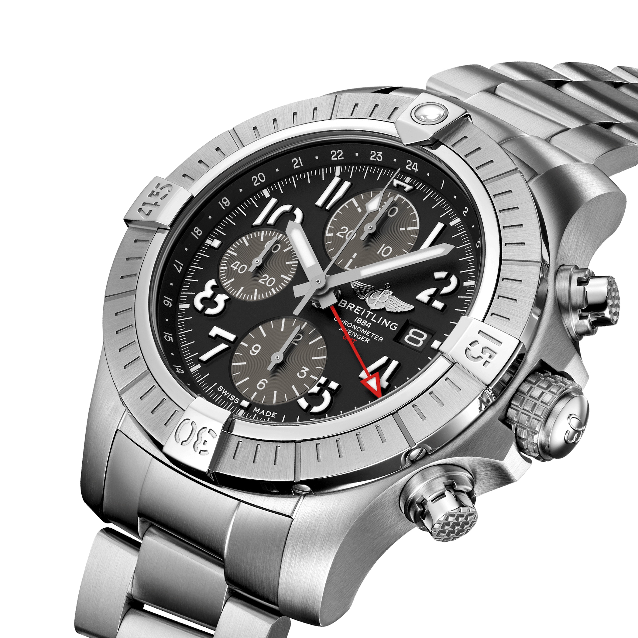 Breitling Avenger Chronograph GMT 45 Stainless Steel Watch Breitling Avenger Chronograph GMT 45 Stainless Steel Watch