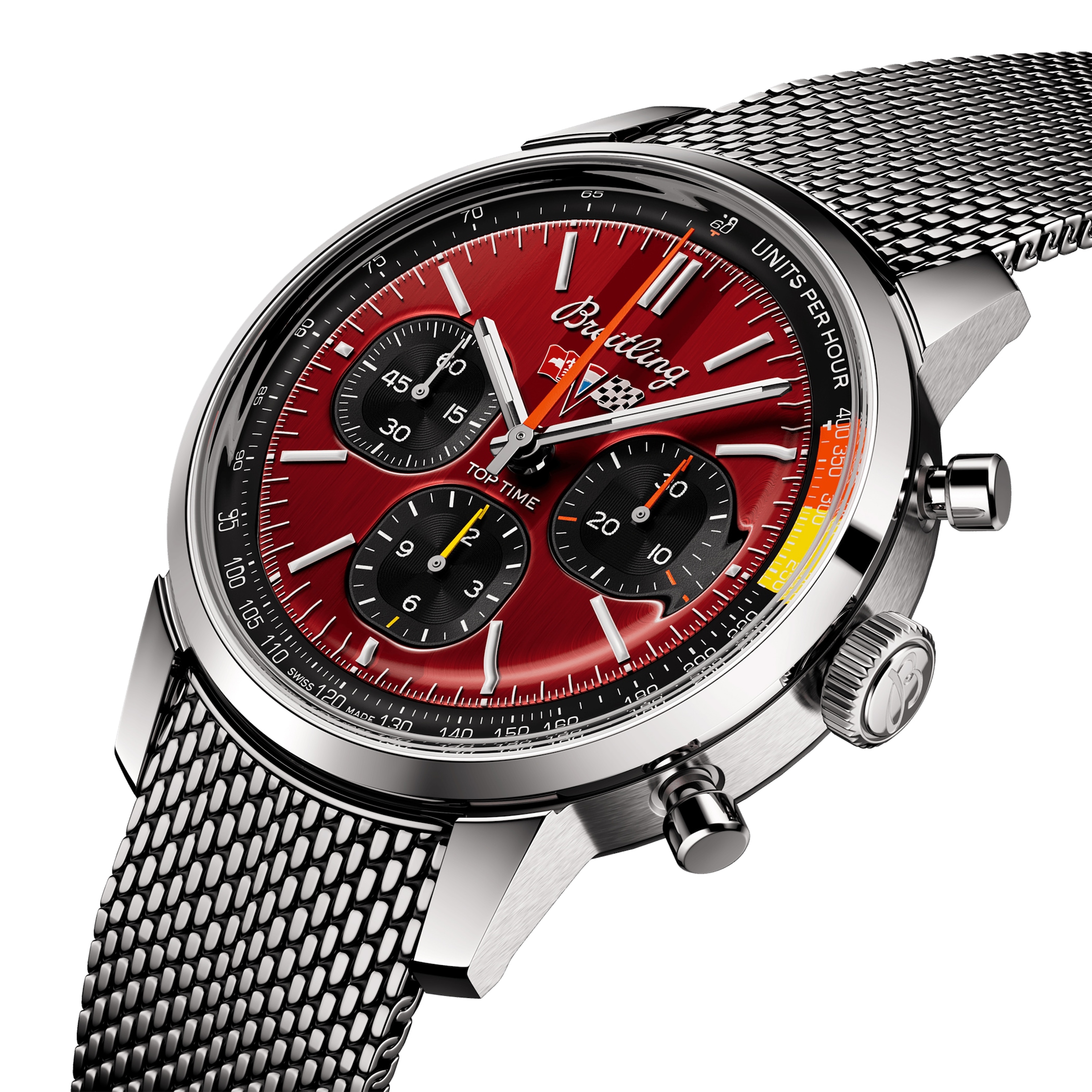 Breitling Top Time B01 Classic Cars Chevrolet Corvette 41mm Mens Watch Mesh Strap Breitling Top Time B01 Classic Cars Chevrolet Corvette 41mm Mens Watch Mesh Strap
