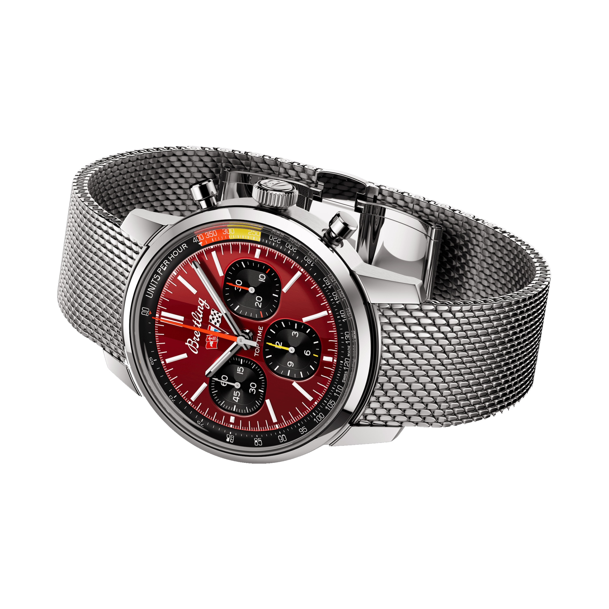 Breitling Top Time B01 Classic Cars Chevrolet Corvette 41mm Mens Watch Mesh Strap Breitling Top Time B01 Classic Cars Chevrolet Corvette 41mm Mens Watch Mesh Strap