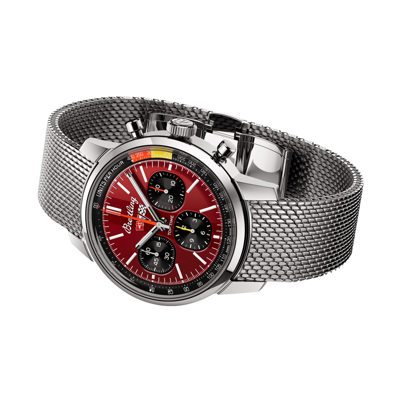 Breitling Top Time B01 Classic Cars Chevrolet Corvette 41mm Mens Watch Mesh Strap