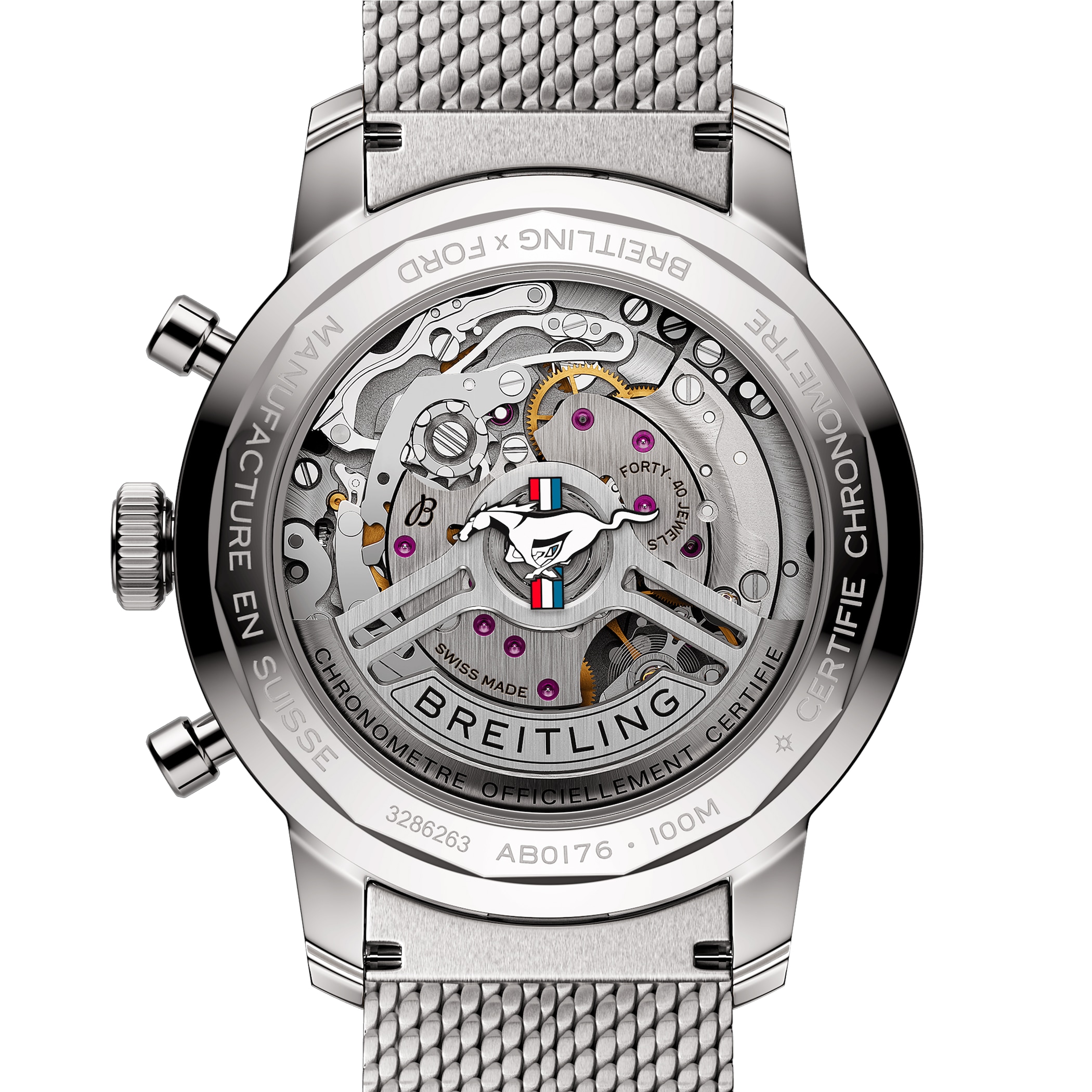 Breitling Top Time B01 Classic Cars Ford Mustang 41mm Mens Watch Mesh Strap Breitling Top Time B01 Classic Cars Ford Mustang 41mm Mens Watch Mesh Strap