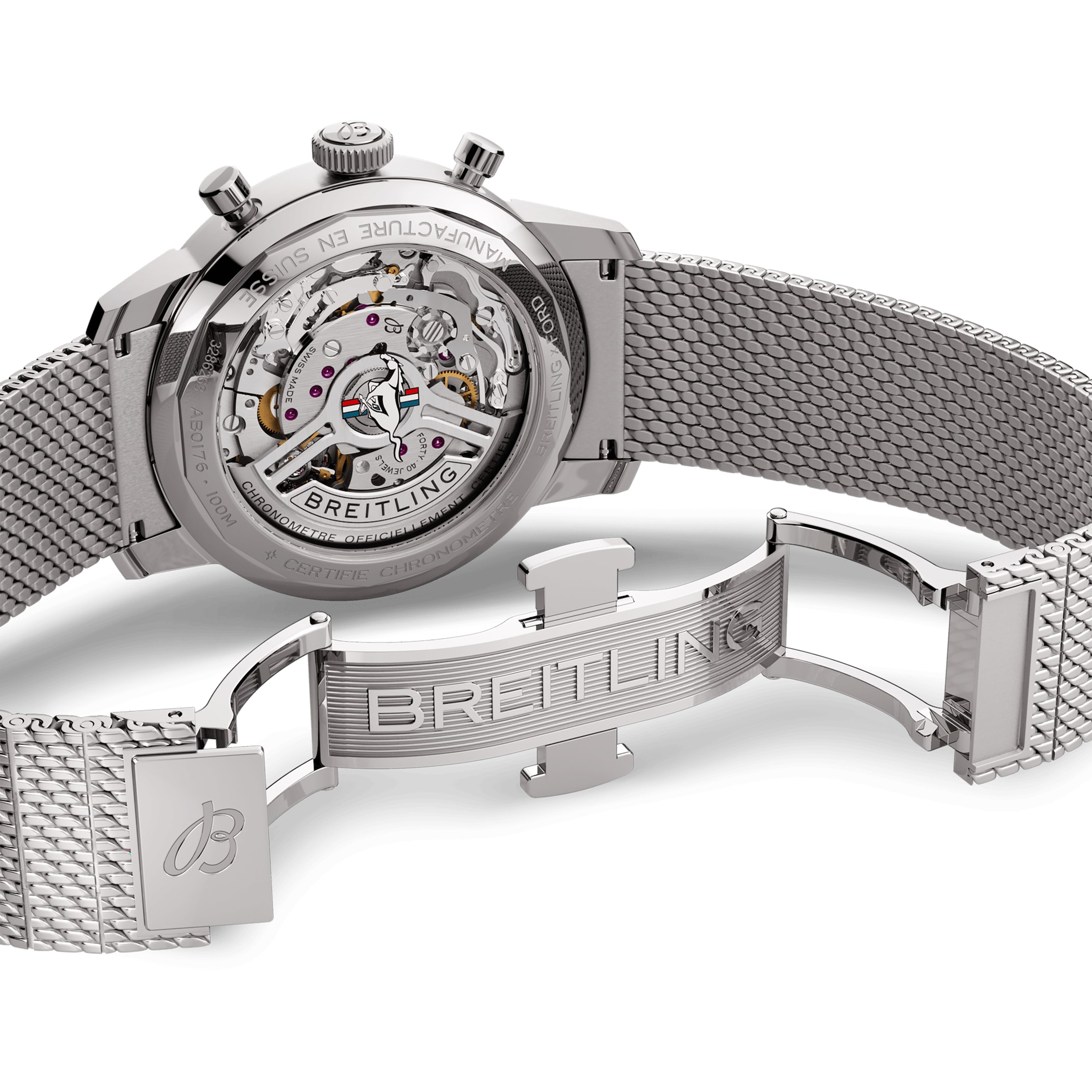 Breitling Top Time B01 Classic Cars Ford Mustang 41mm Mens Watch Mesh Strap Breitling Top Time B01 Classic Cars Ford Mustang 41mm Mens Watch Mesh Strap