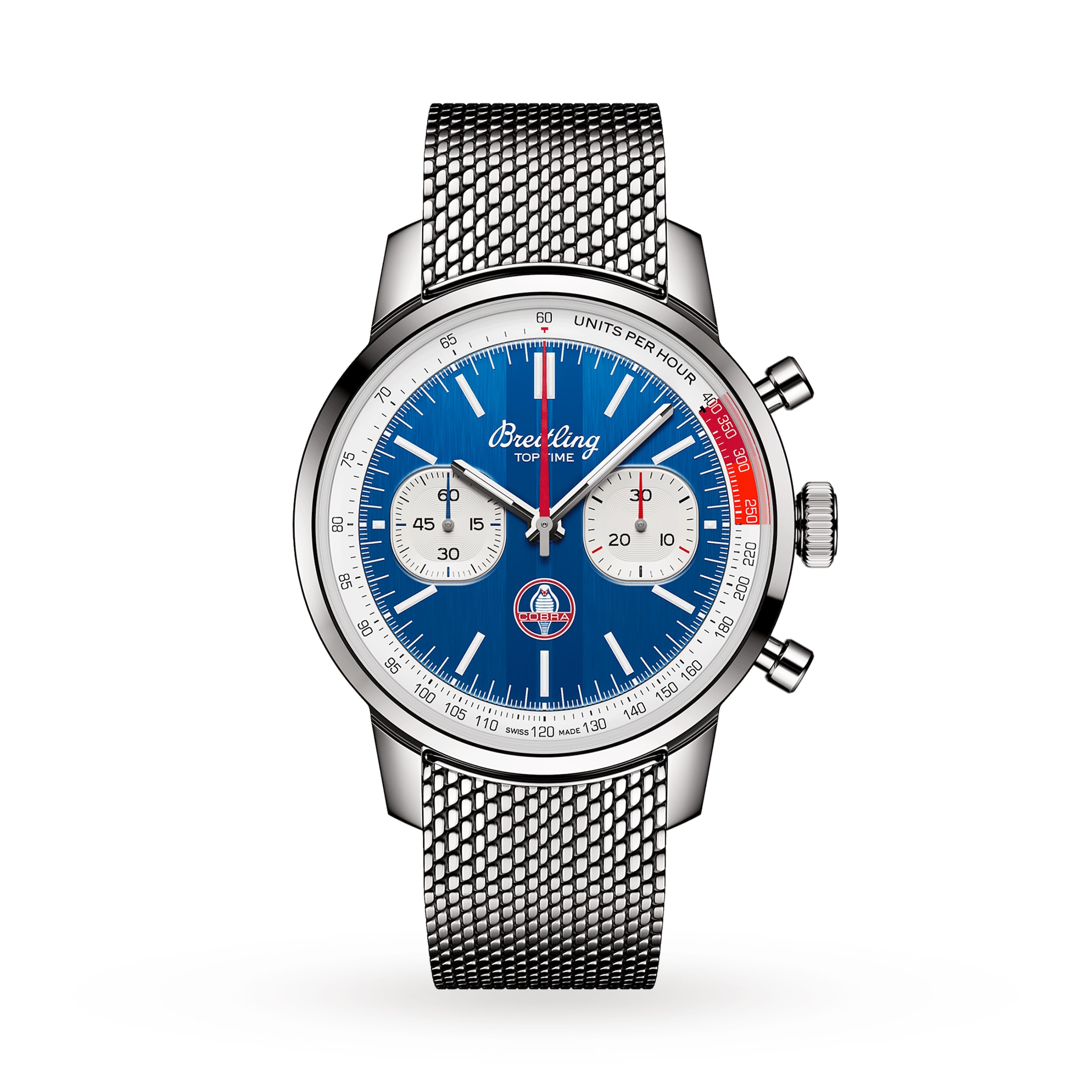 Breitling Top Time B01 Classic Cars Shelby Cobra 41mm Mens Watch Mesh Strap Breitling Top Time B01 Classic Cars Shelby Cobra 41mm Mens Watch Mesh Strap