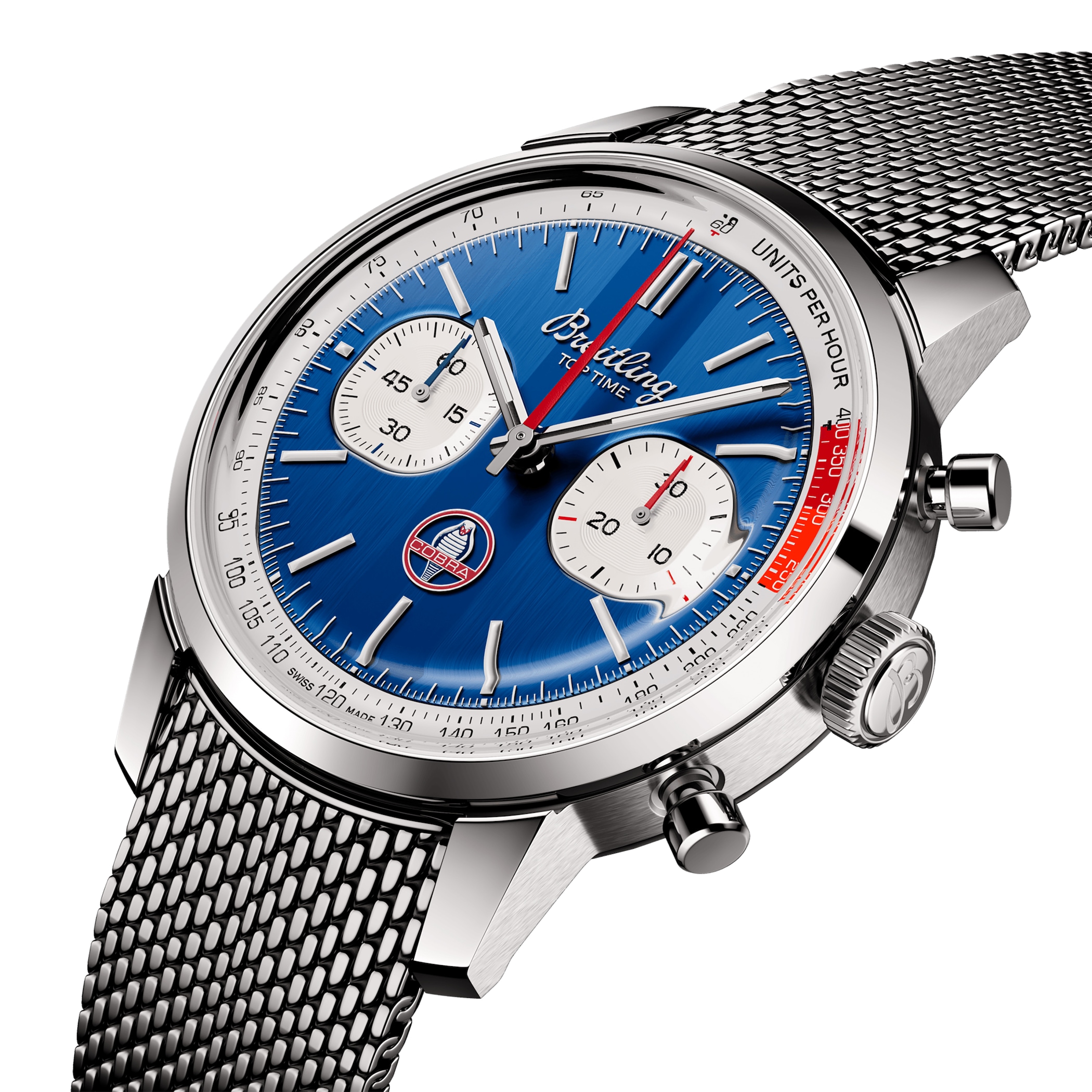Breitling Top Time B01 Classic Cars Shelby Cobra 41mm Mens Watch Mesh Strap Breitling Top Time B01 Classic Cars Shelby Cobra 41mm Mens Watch Mesh Strap