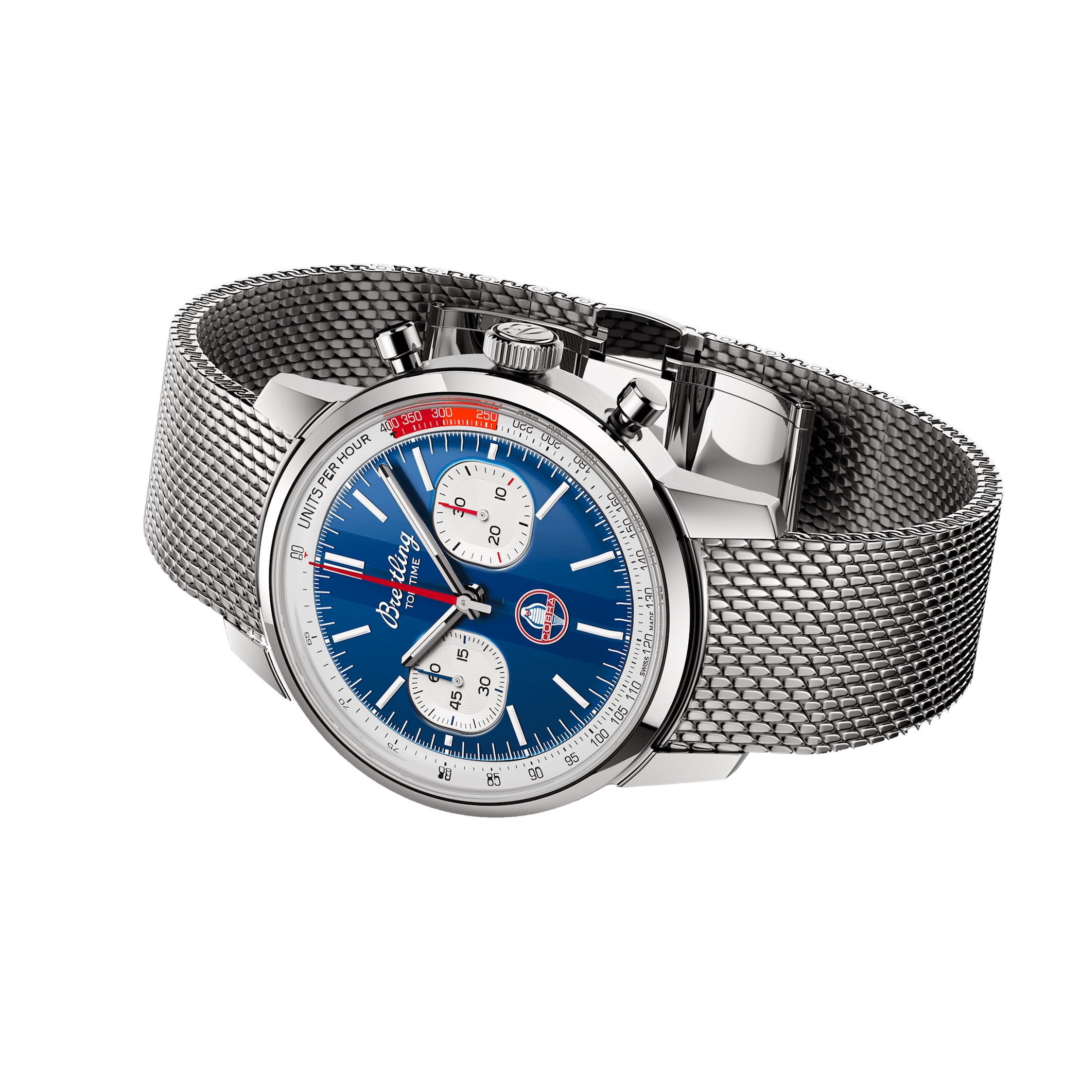 Breitling Top Time B01 Classic Cars Shelby Cobra 41mm Mens Watch Mesh Strap Breitling Top Time B01 Classic Cars Shelby Cobra 41mm Mens Watch Mesh Strap