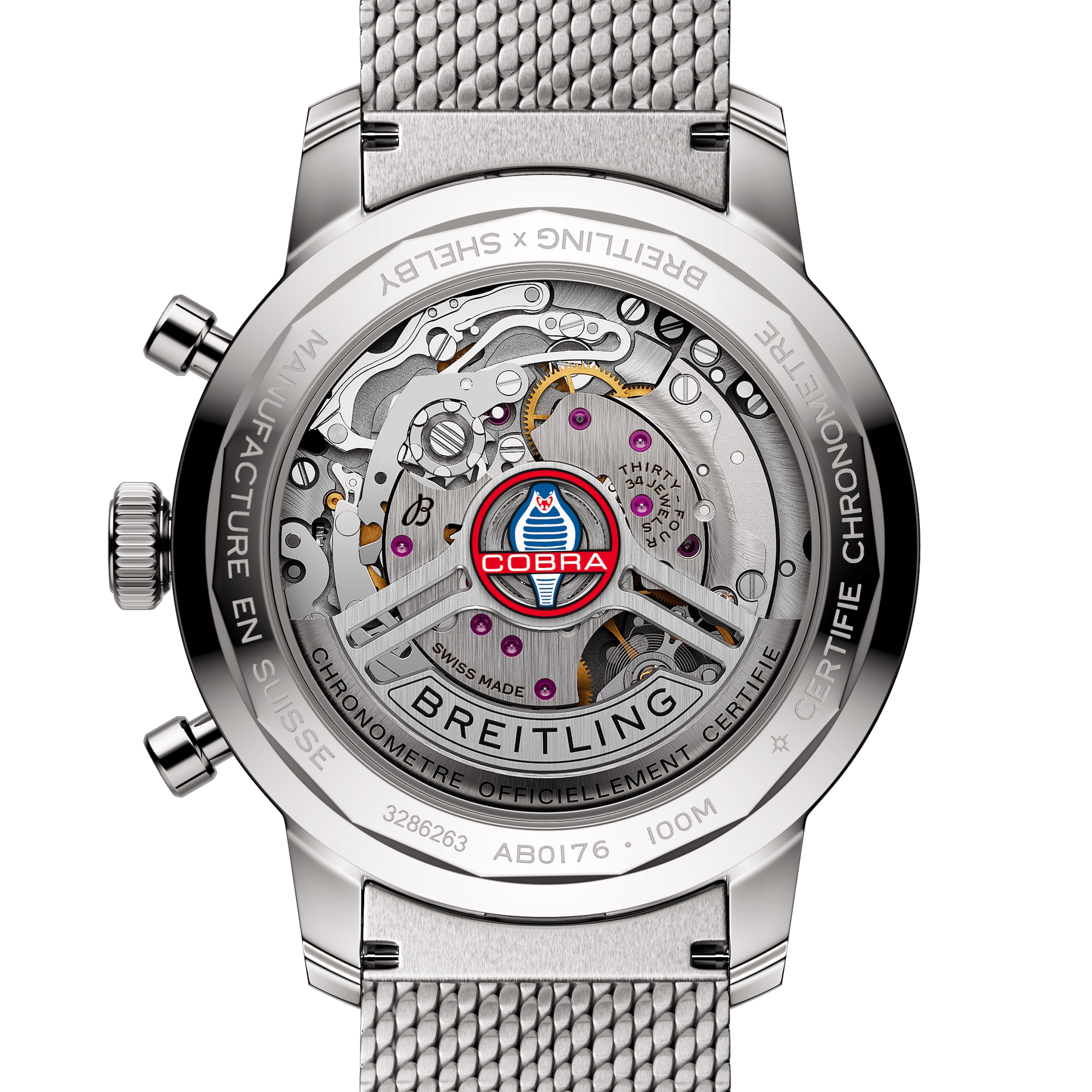 Breitling Top Time B01 Classic Cars Shelby Cobra 41mm Mens Watch Mesh Strap Breitling Top Time B01 Classic Cars Shelby Cobra 41mm Mens Watch Mesh Strap