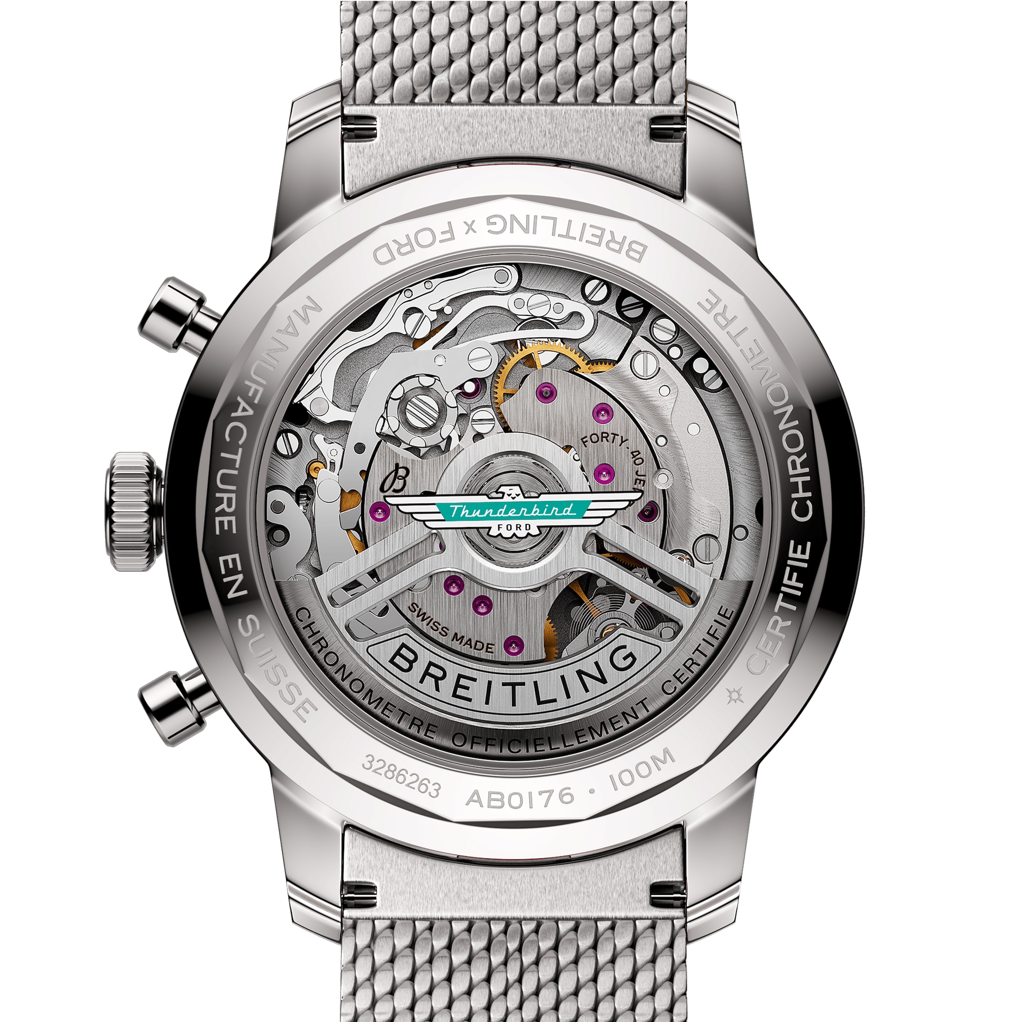 Breitling Top Time B01 Classic Cars Ford Thunderbird 41mm Mens Watch Mesh Strap Breitling Top Time B01 Classic Cars Ford Thunderbird 41mm Mens Watch Mesh Strap