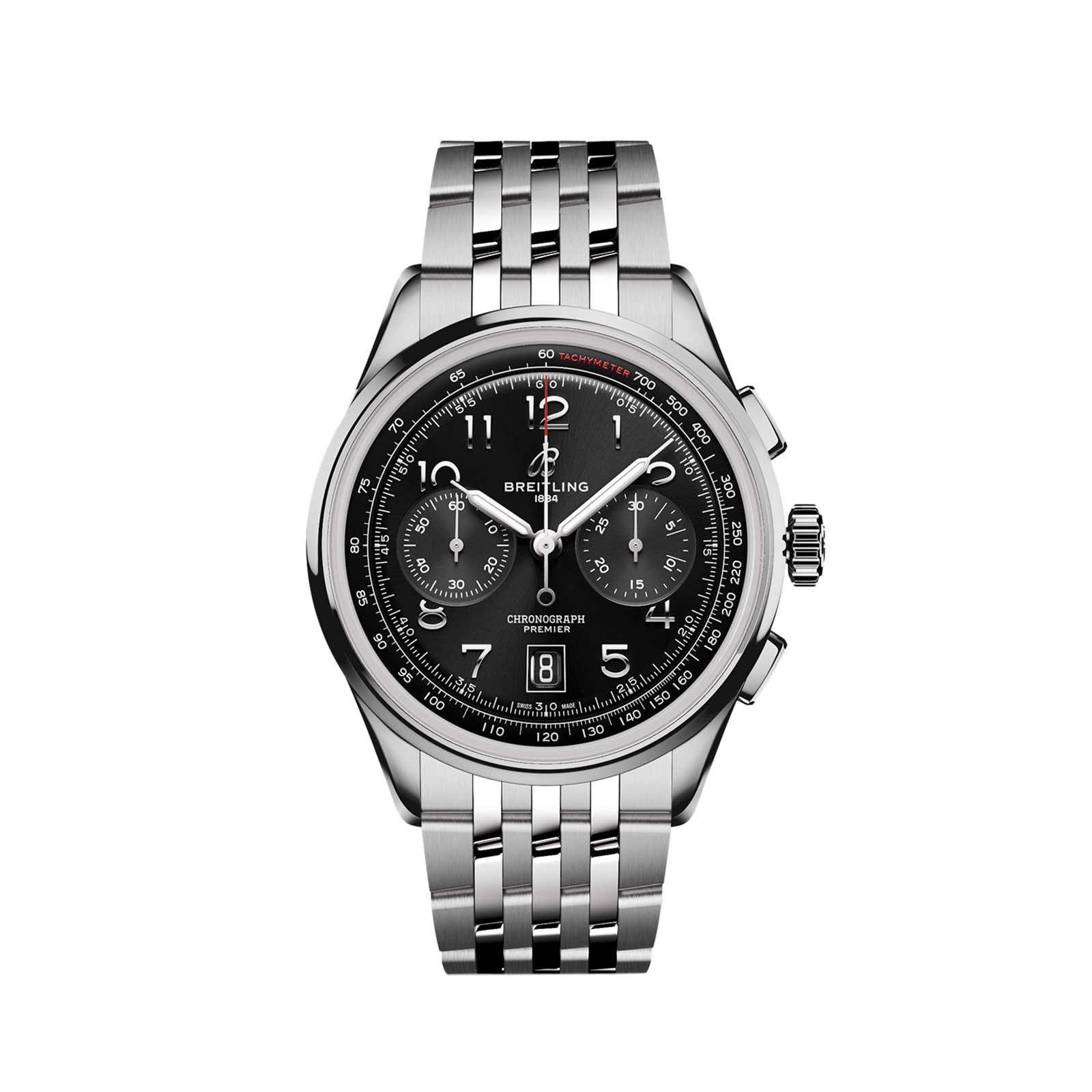 Breitling Premier B01 Chronograph 42mm Mens Watch Black Stainless Steel ...