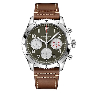 Breitling Classic AVI Chronograph 42 Curtiss P-40 Warhawk Leather Strap Watch