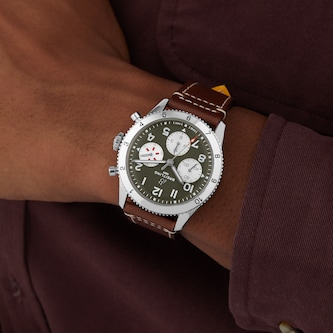 Breitling Classic AVI Chronograph 42 Curtiss P-40 Warhawk Leather Strap Watch