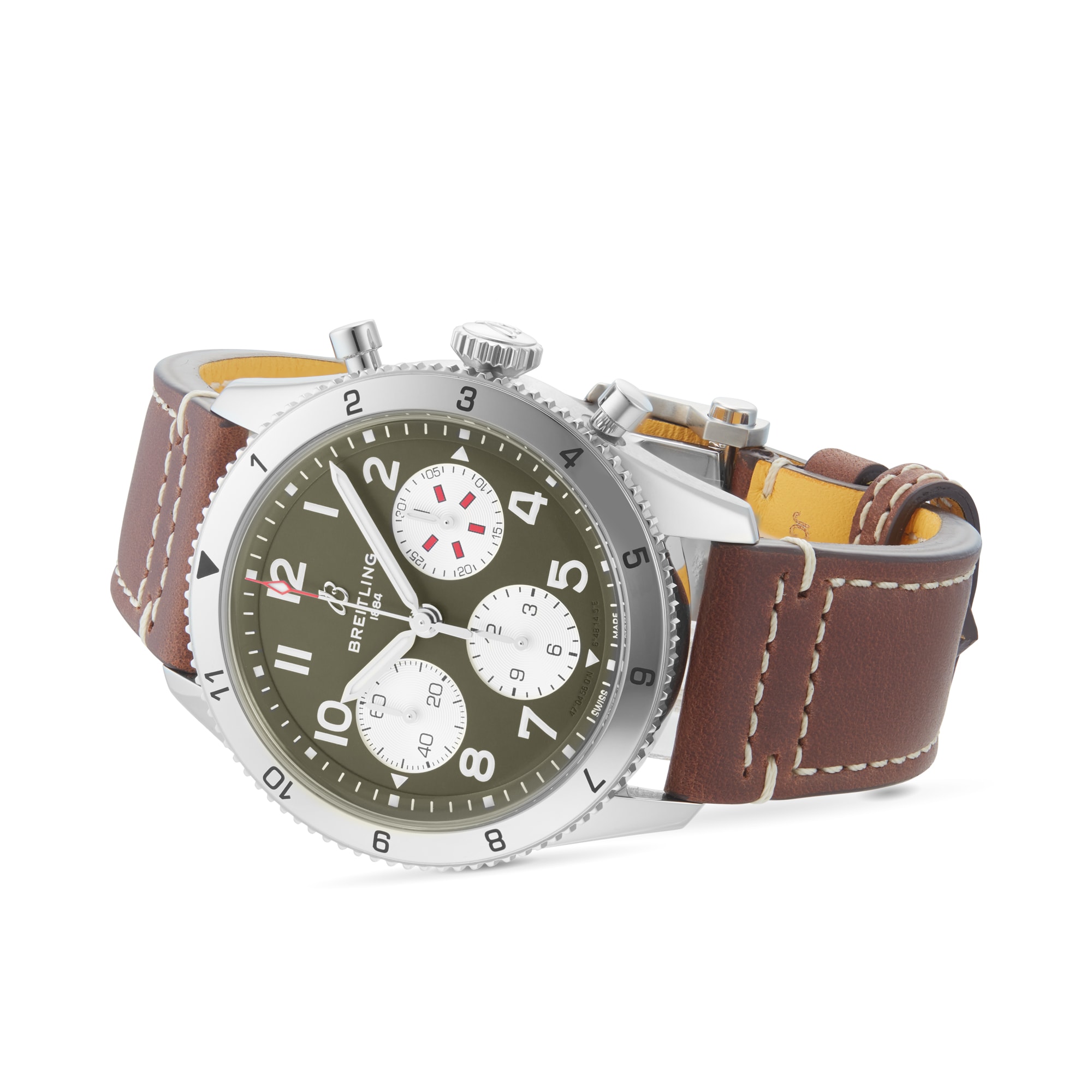 Breitling Classic AVI Chronograph 42 Curtiss P 40 Warhawk Leather Strap Watch A233802A1L1X1 Watches Of Switzerland US