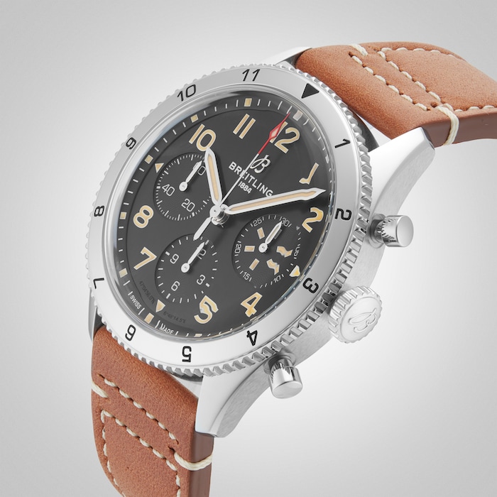 Breitling Classic AVI Chronograph 42 P-51 Mustang Leather Strap Watch