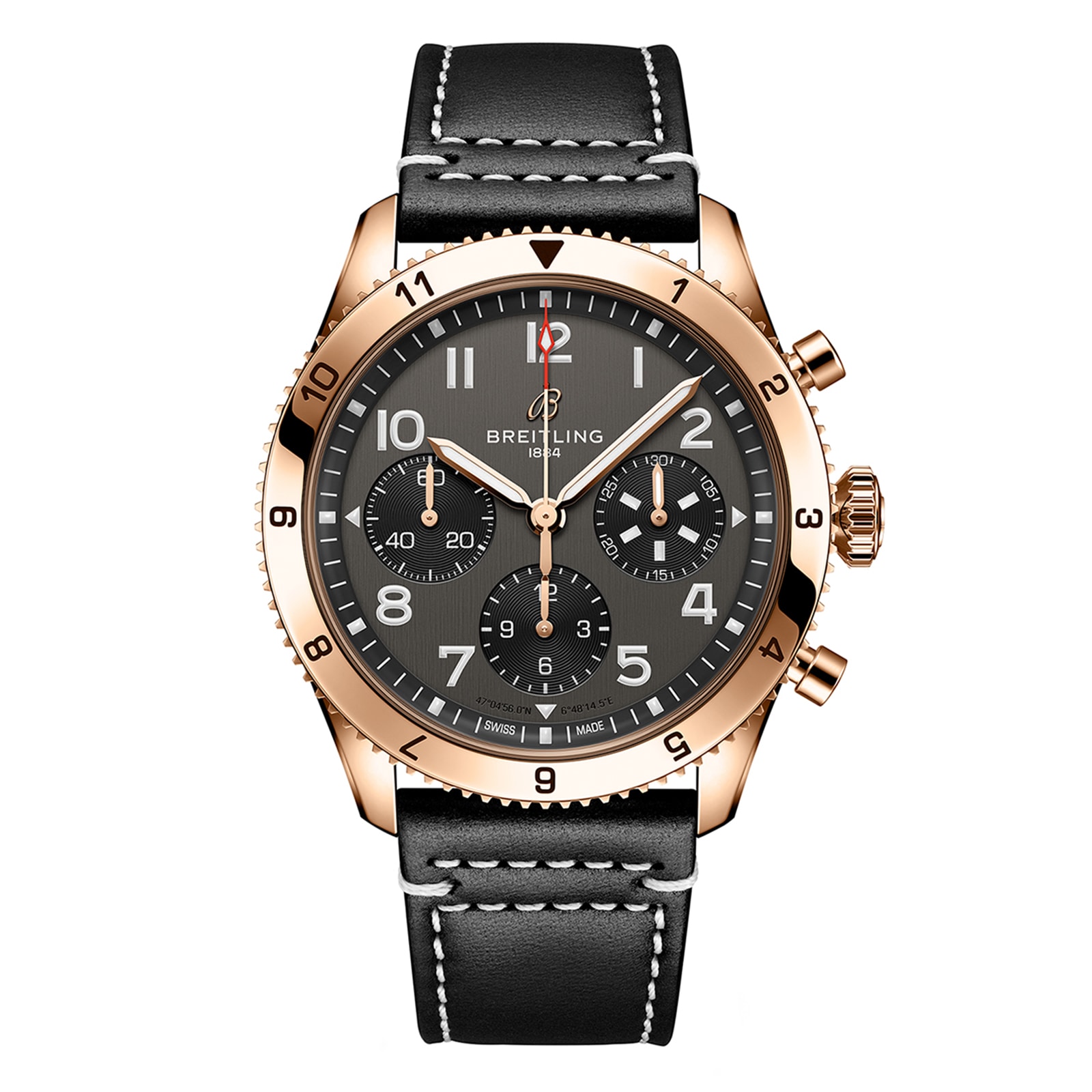 Breitling Classic AVI Chronograph 42 P-51 Mustang 18K Red Gold Leather Strap Watch Breitling Classic AVI Chronograph 42 P-51 Mustang 18K Red Gold Leather Strap Watch