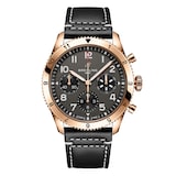 Breitling Classic AVI Chronograph 42 P-51 Mustang 18K Red Gold Leather Strap Watch