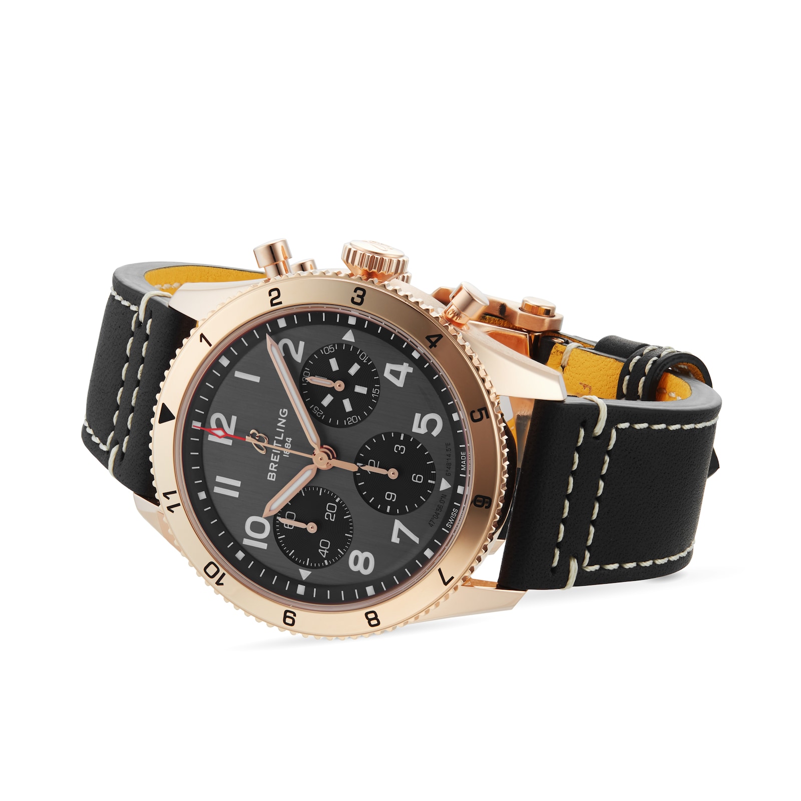 Breitling Classic AVI Chronograph 42 P-51 Mustang 18K Red Gold Leather Strap Watch