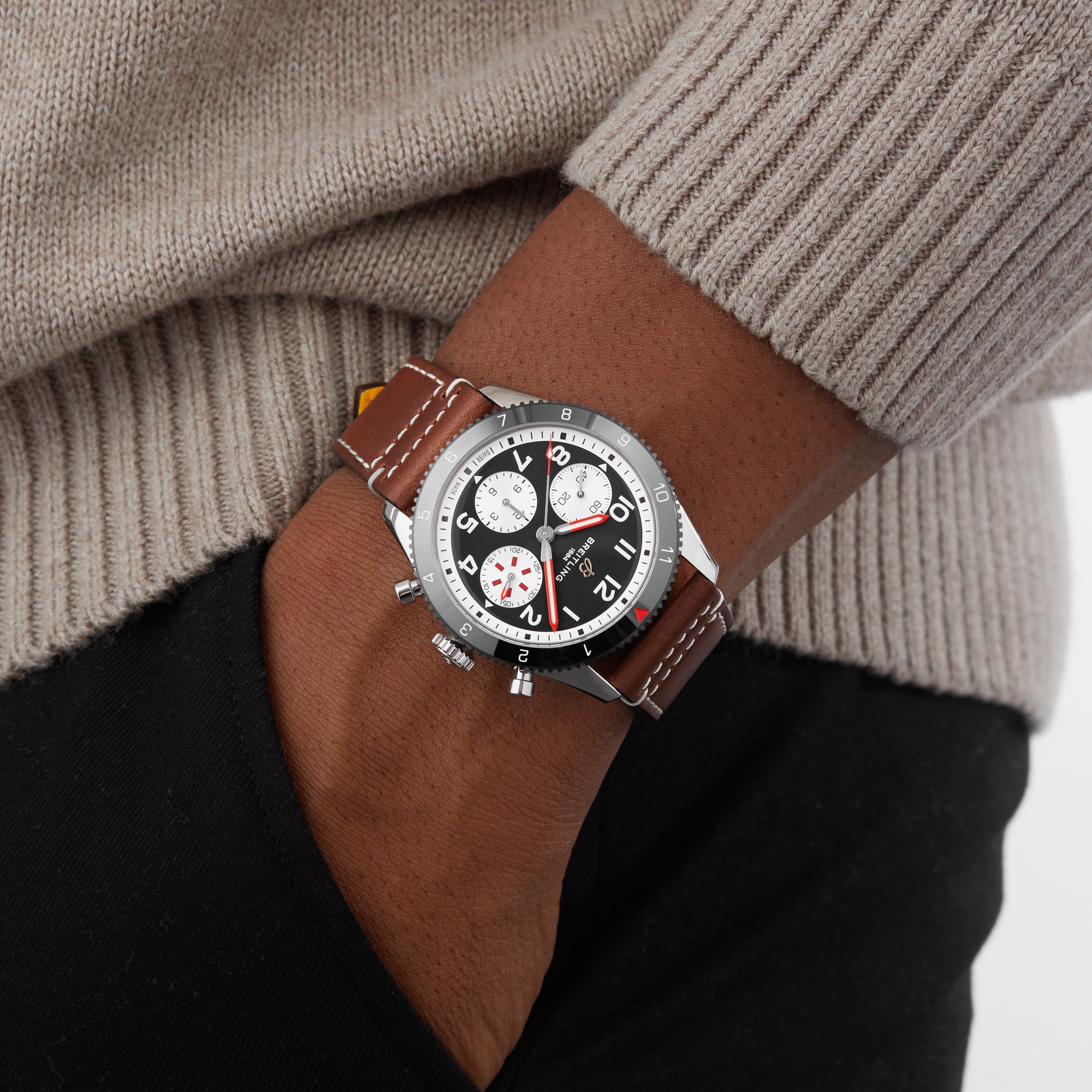 Breitling Classic AVI Chronograph 42 Mosquito Leather Strap Watch Breitling Classic AVI Chronograph 42 Mosquito Leather Strap Watch