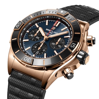 Breitling Super Chronomat B01 44 18k Red Gold Rubber Strap Watch