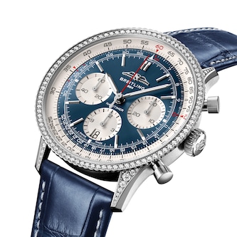 Breitling Navitimer Chronograph 41mm Mens Watch White Eyed Blue Dial
