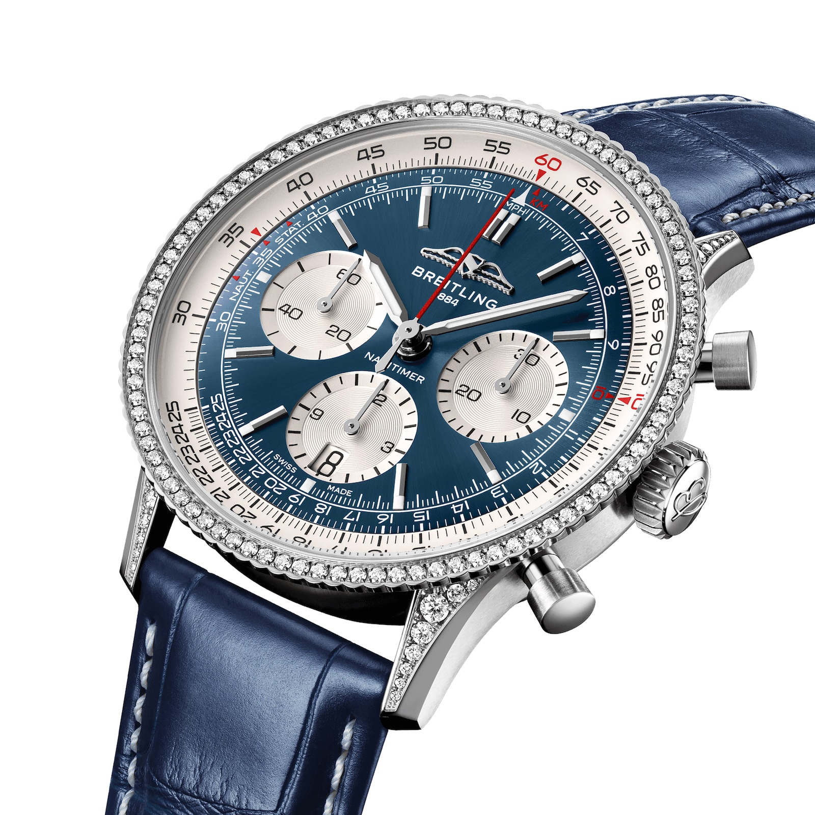 Breitling Navitimer Chronograph 41mm Mens Watch White Eyed Blue Dial