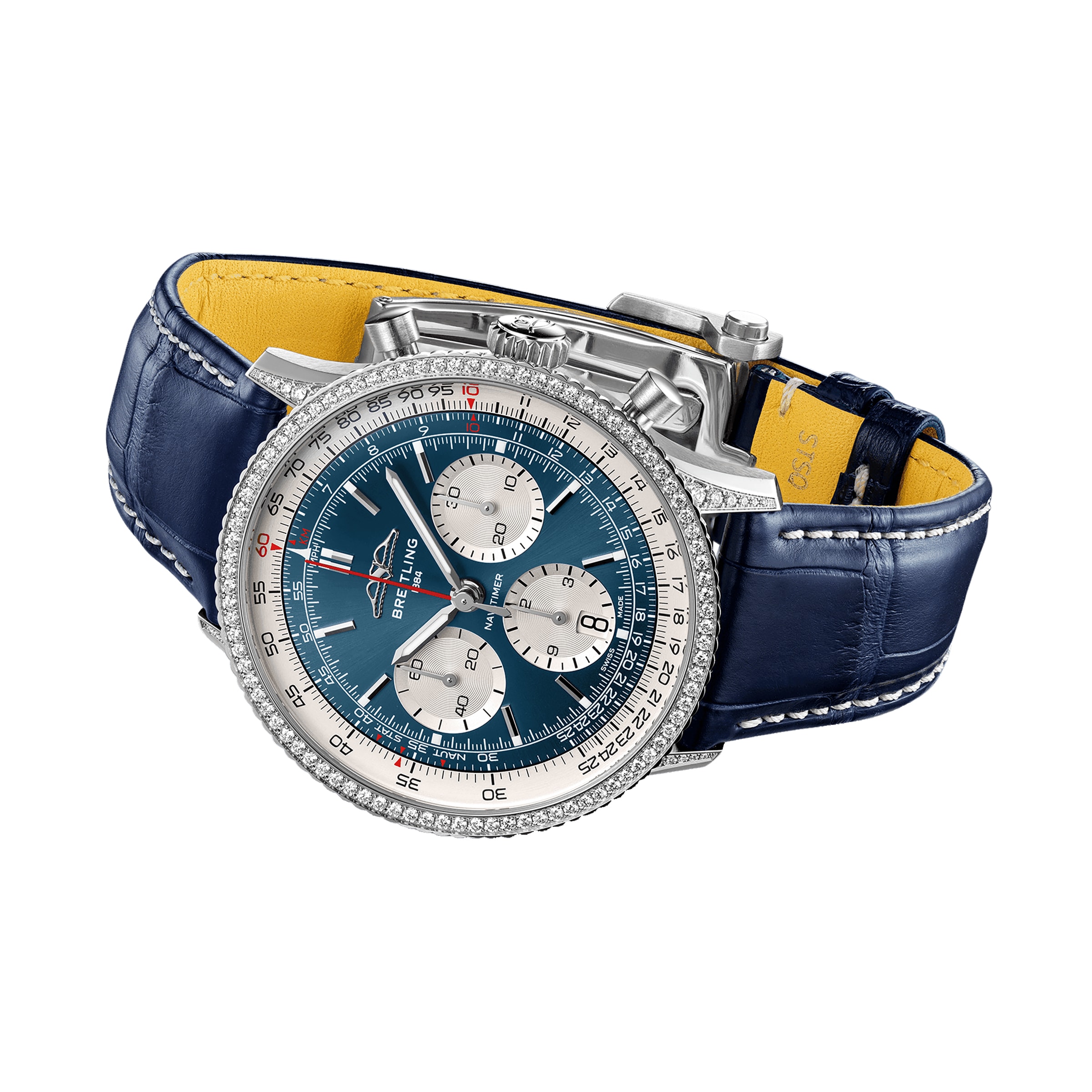 Breitling Navitimer Chronograph 41mm Mens Watch White Eyed Blue