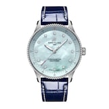 Breitling Navitimer 32mm Ladies Watch Blue Mother Of Pearl Alligator