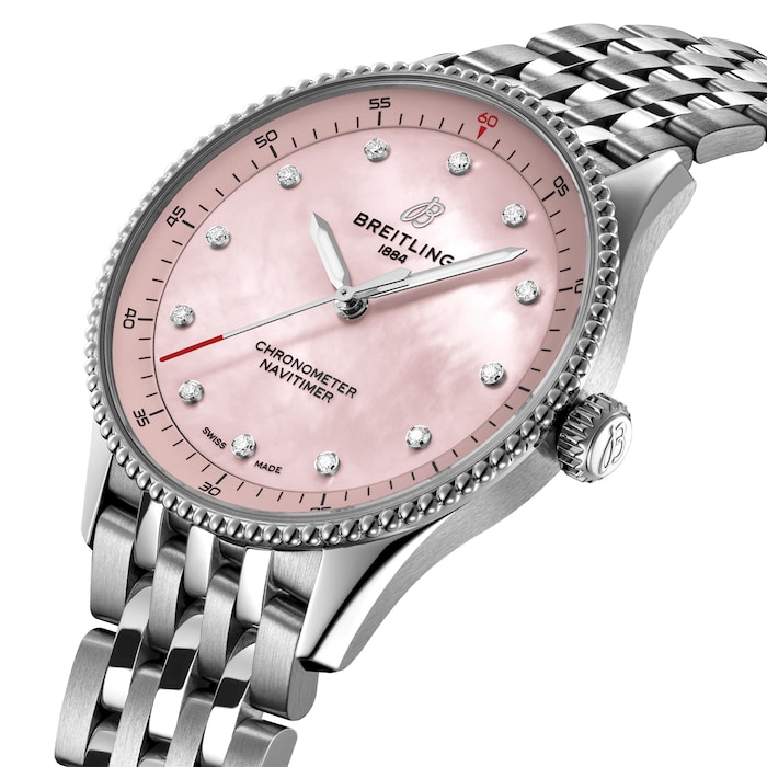 Breitling Navitimer 32mm Ladies Watch Pink Mother Of Pearl
