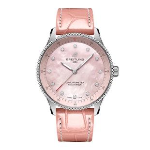 Breitling Navitimer 32mm Ladies Watch Pink Mother Of Pearl Alligator