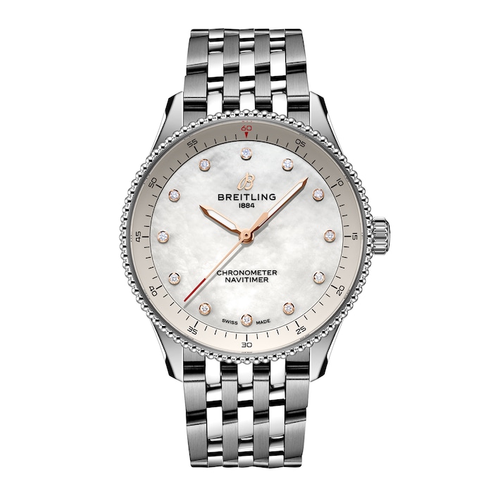 Breitling Navitimer 32mm Ladies Watch White Mother Of Pearl