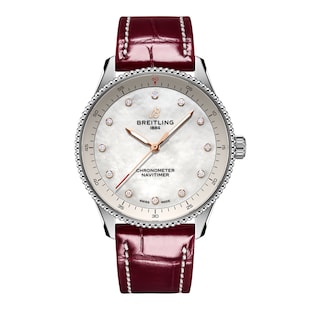 Breitling Navitimer 32mm Ladies Watch White Mother Of Pearl Alligator