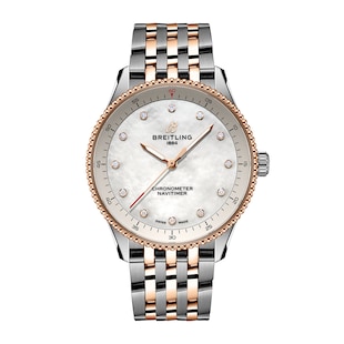 Breitling Navitimer 32mm Ladies Watch White Mother Of Pearl Stainless Steel and 18k Red Gold