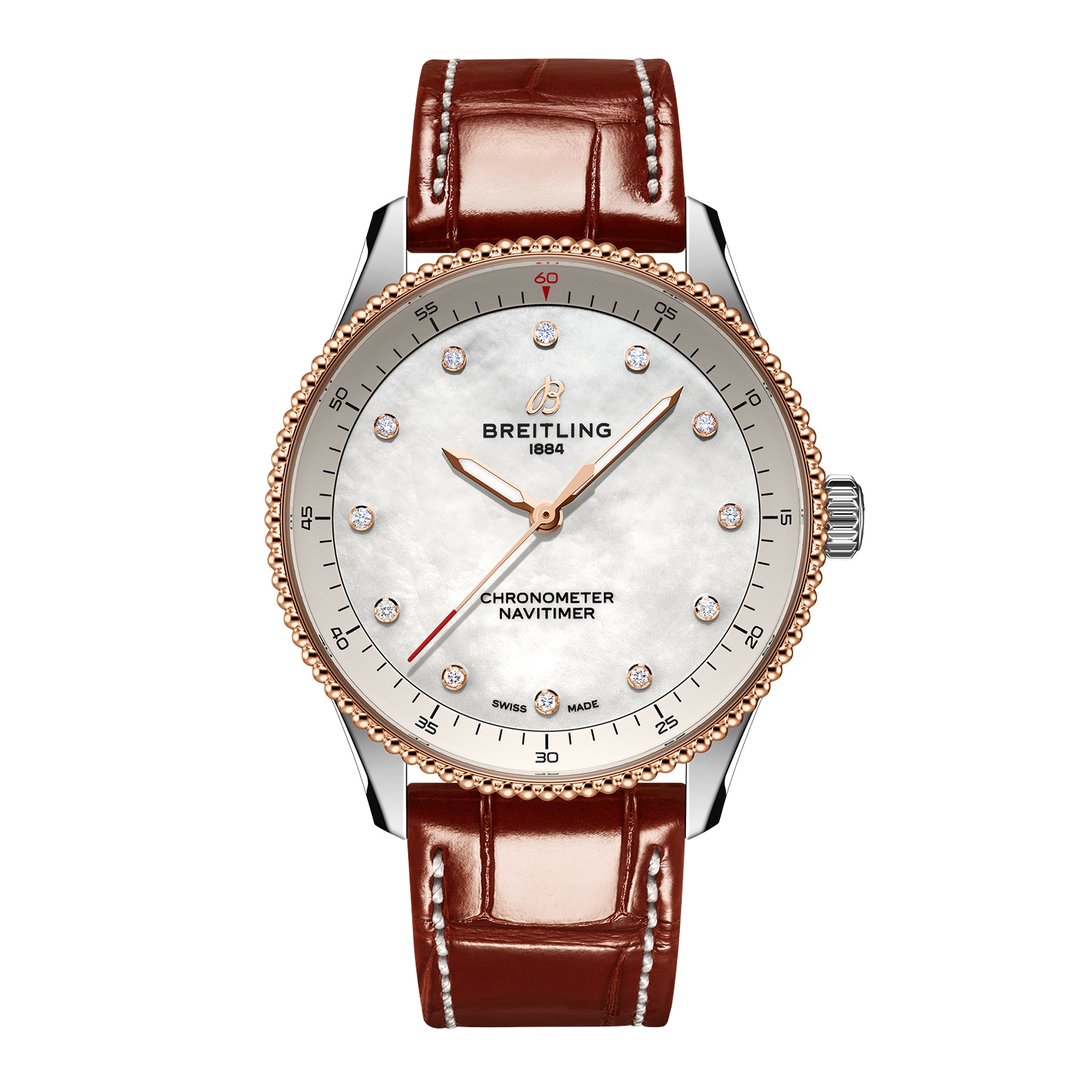 Breitling Navitimer 32mm Ladies Watch White Mother Of Pearl Alligator Breitling Navitimer 32mm Ladies Watch White Mother Of Pearl Alligator