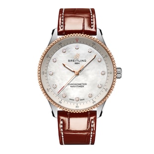 Breitling Navitimer 32mm Ladies Watch White Mother Of Pearl Alligator