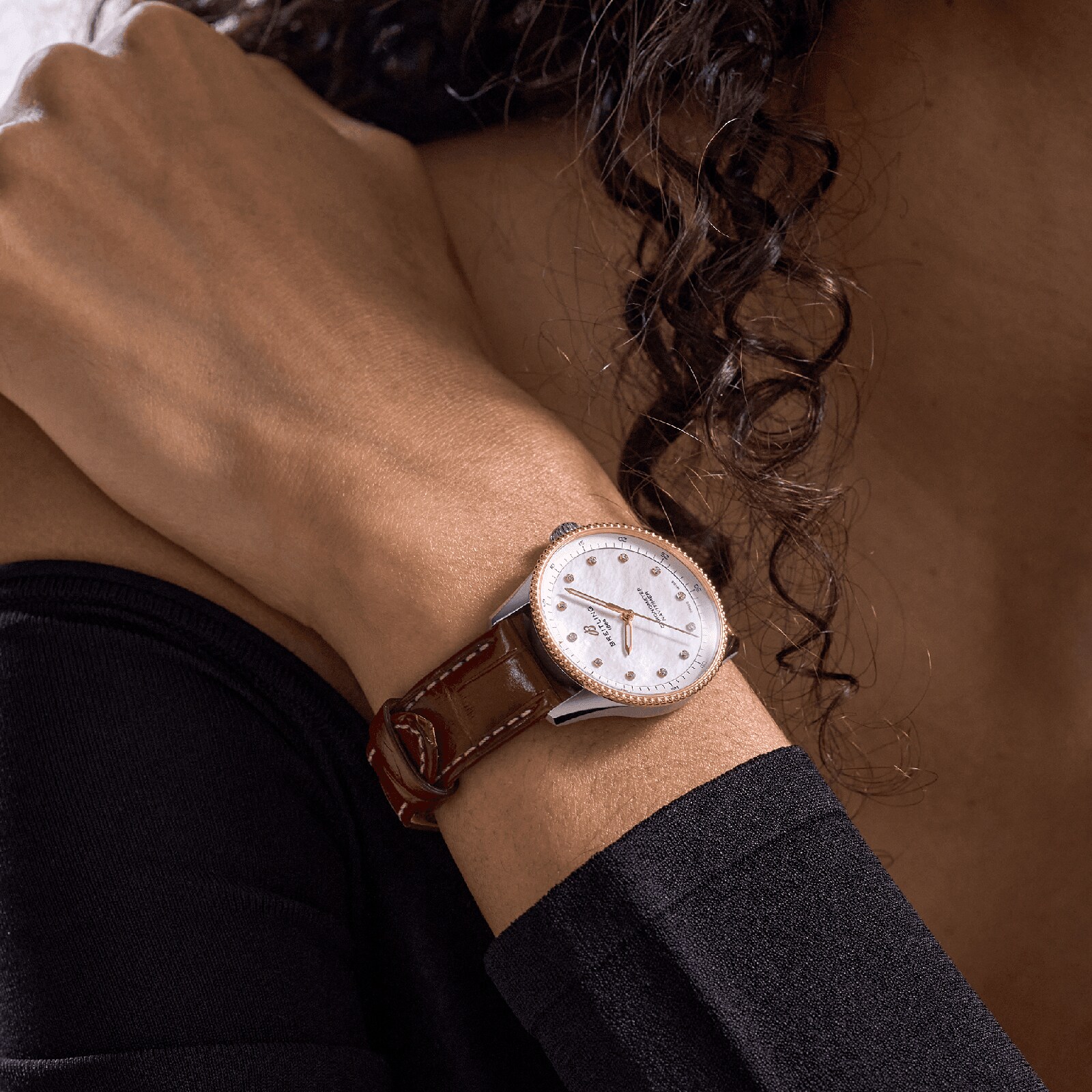 Breitling Navitimer 32mm Ladies Watch White Mother Of Pearl Alligator