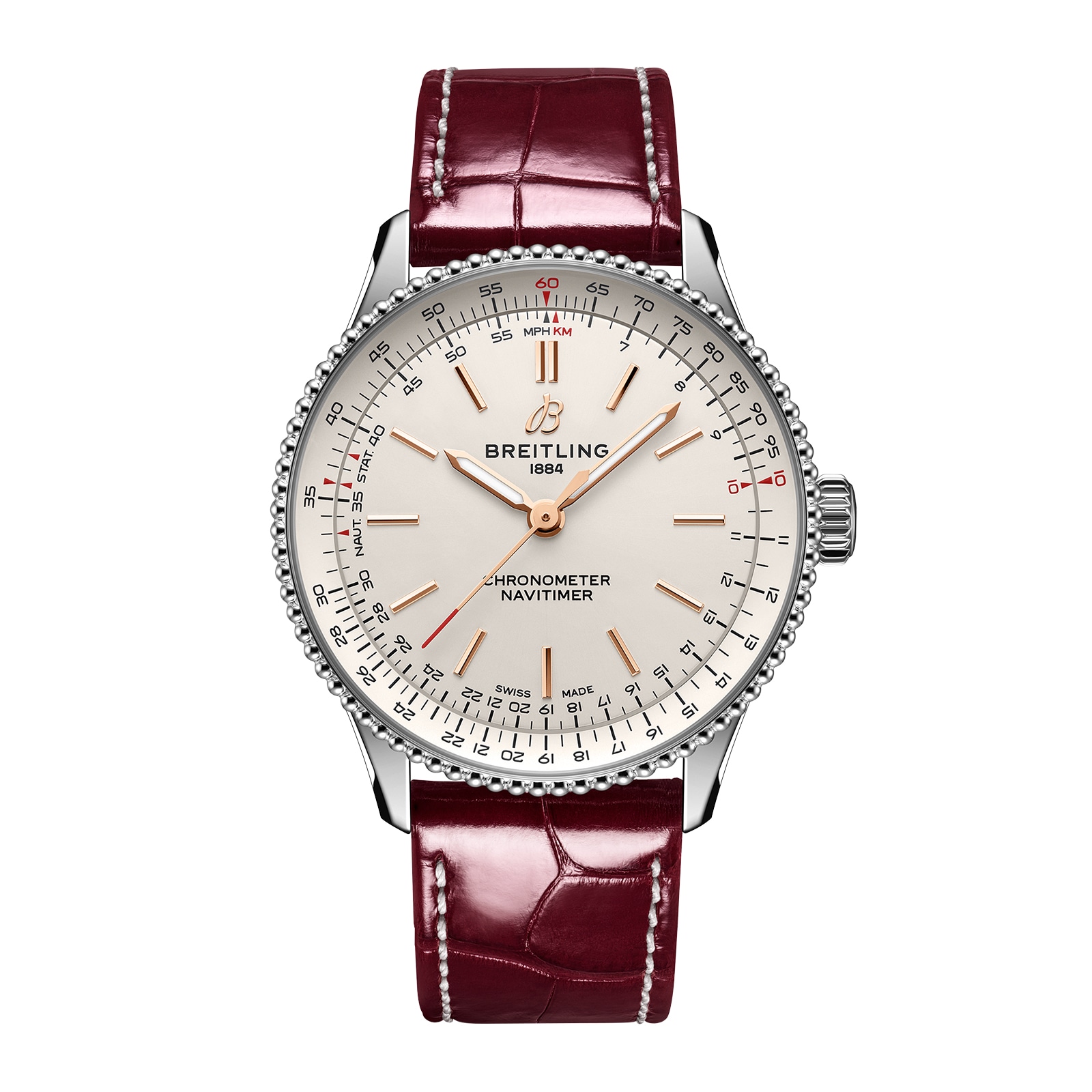 Breitling Navitimer 36mm Ladies Watch Silver Alligator Breitling Navitimer 36mm Ladies Watch Silver Alligator