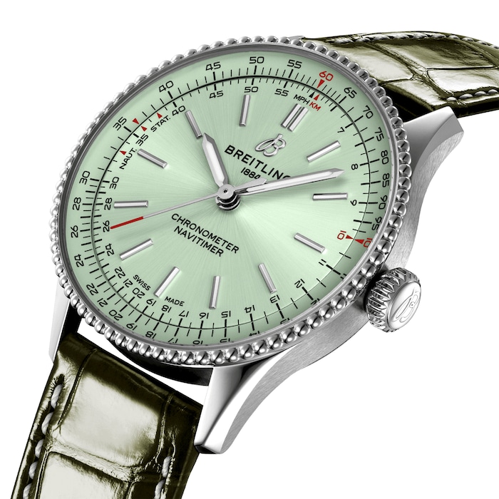 Breitling Navitimer 36mm Ladies Watch Green Alligator