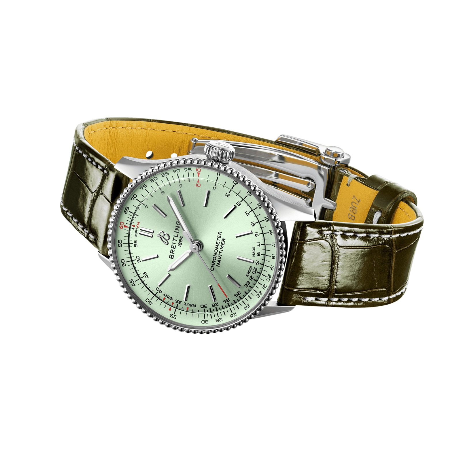 Breitling Navitimer 36mm Ladies Watch Green Alligator