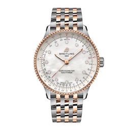 17532272 - Navitimer 36mm Ladies Watch White Mother Of Pearl Stainless Steel And 18k Red Gold