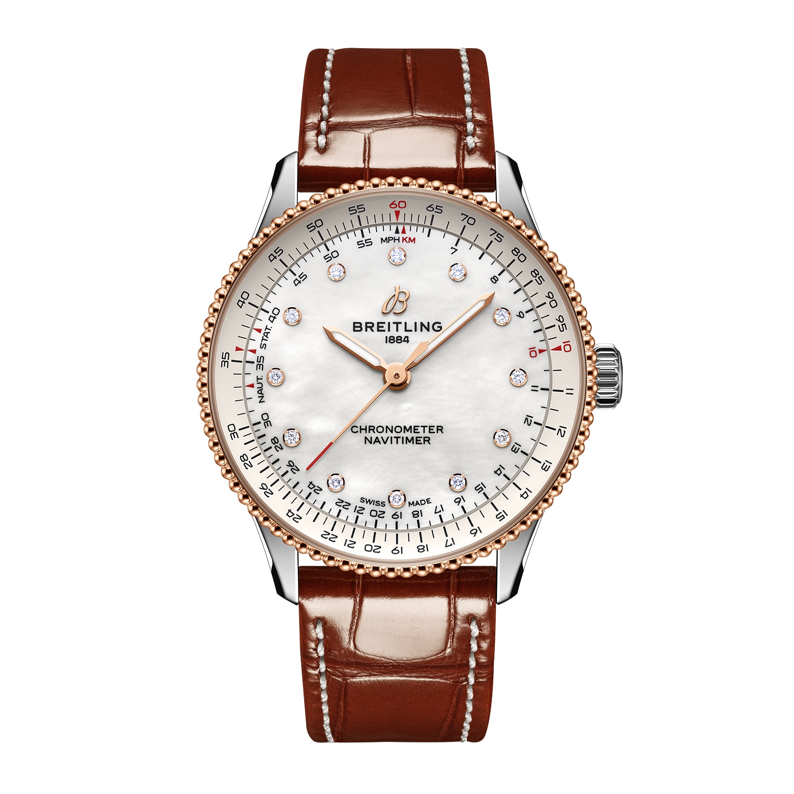 Breitling Navitimer 36mm Ladies Watch White Mother Of Pearl Alligator Breitling Navitimer 36mm Ladies Watch White Mother Of Pearl Alligator