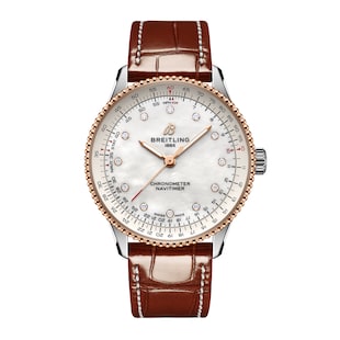 Breitling Navitimer 36mm Ladies Watch White Mother Of Pearl Alligator